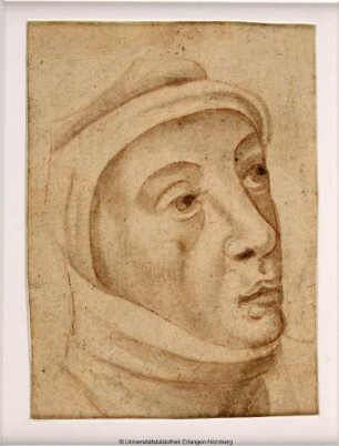Frauenkopf mit Haube