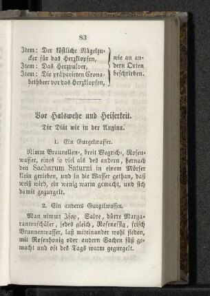 Vor Halswehe und Heiserkeit.
