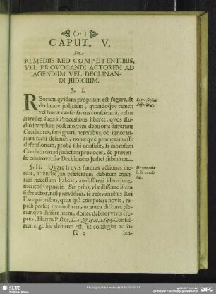 Caput. V. De Remediis Reo Competentibus, Vel Provocandi Actorem Ad Agendum Vel Declinandi Judicium