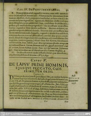 Caput V. De Lapsu Primi Hominis Ejusque Peccato, Cum Primo, Tum Orto