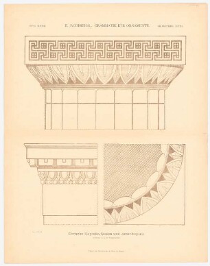 Grammatik der Ornamente: Dorische Kapitelle, Säulen und Antenkapitell, Heft 3. Blatt 20.
