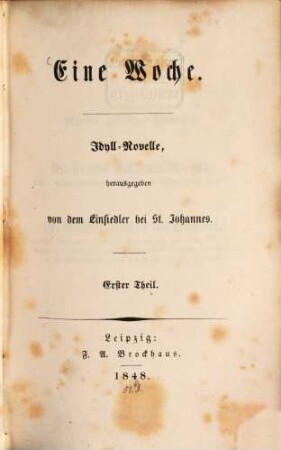 Eine Woche : Idyll-Novelle, 1