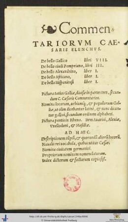 Commentariorum Caesaris Elenchus