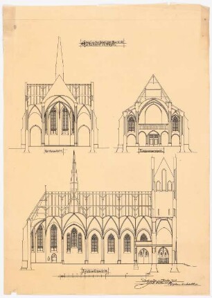 St. Laurentius, Rudersdorf bei Wilnsdorf: Schnitt durchs Querhaus, Querschnitt und Längsschnitt des Langhauses