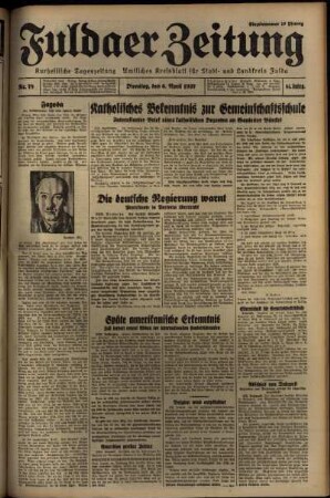 Erste Ausgabe vom Dienstag, den 06. April 1937.