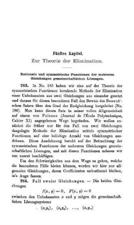Fünftes Kapitel. Zur Theorie der Elimination.