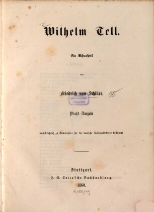 Wilhelm Tell : ein Schauspiel