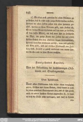 Funfzehntes Kapitel. Von der Behandlung der hochstämmigen Obstbäume und Staudengewächse.