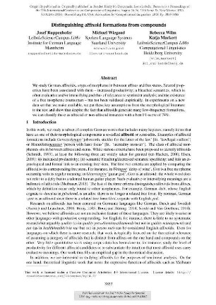 Distinguishing affixoid formations from compounds