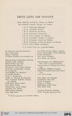 Erste Liste der Spender