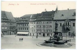 Freiberg. Obermarkt und Denkmal Otto des Reichen