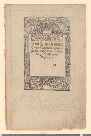 Das Franckenland Teutsch. Bl. xij aus: Cosmographia  / Sebastian Münster