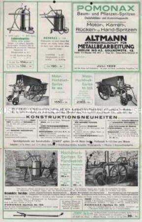 POMONAX Baum- und Pflanzenspritzen, Desinfektions- und Anstreichapparate, Motor-, Karren-, Rücken- und Handspritzen
