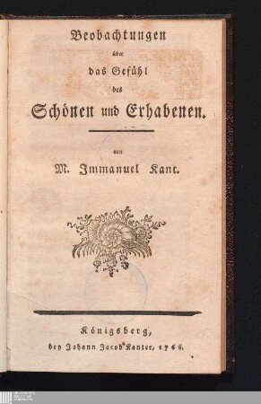 Beobachtungen über das Gefühl des Schönen und Erhabenen