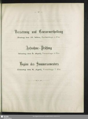 Versetzung und Censurvertheilung