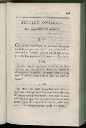 Section Onzième. Des minéraux en général.