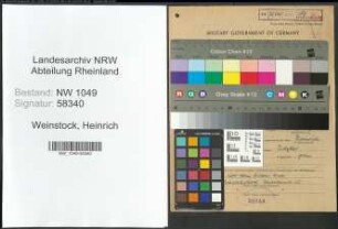 Entnazifizierung Heinrich Weinstock , geb. 14.05.1890 (Arbeiter)