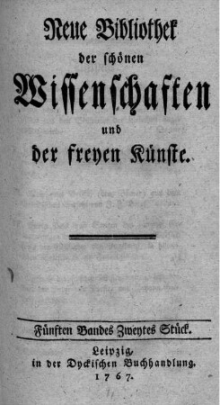 Fünften Bandes zweytes Stück