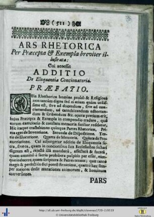 Ars Rhetorica per Praecepta et Exempla breviter illustrata…