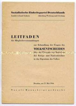 Agitationsschrift der SED zum Volksentscheid über die Betriebsenteignungen