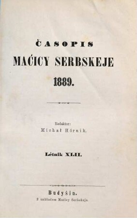 Časopis Maćicy Serbskeje. 42. 1889