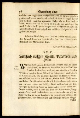 XXIV. Landfried zwischen Meintz / Paderborn und Hessen