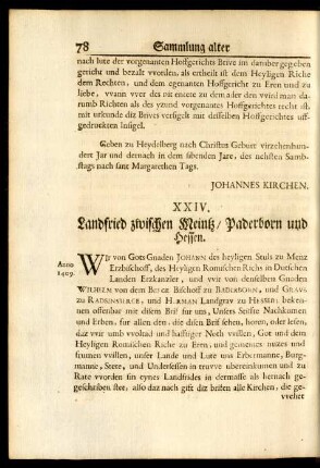 XXIV. Landfried zwischen Meintz / Paderborn und Hessen