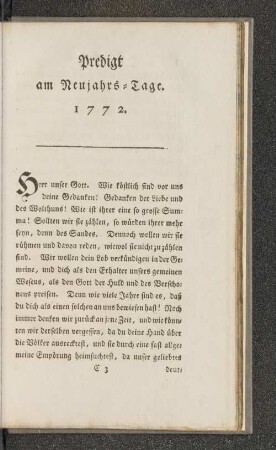 Predigt am Neujahrs-Tage. 1772.