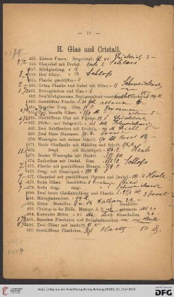 H. Glas und Cristall (Nr. 455 - 487)