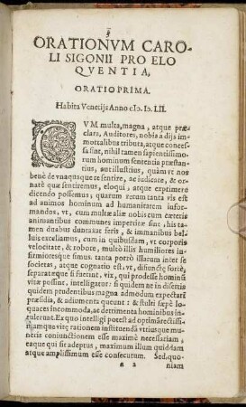 Oratio Prima. - Oratio Quarta.
