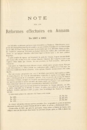 Note sur les réformes effectuées en Annam