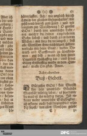 Achtzehendes Buß-Gebett.
