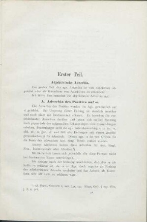 Erster Teil. Adjektivische Adverbia.