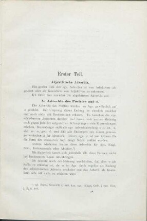 Erster Teil. Adjektivische Adverbia.