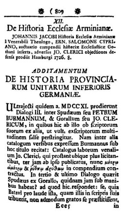 Additamentum de Historia Politica provinciarum Unitarum inferioris Germaniæ.