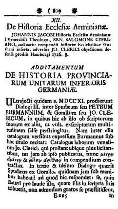 Additamentum de Historia Politica provinciarum Unitarum inferioris Germaniæ.
