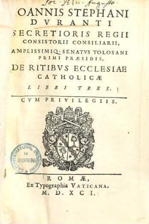 De ritibus ecclesiae catholicae : libri tres