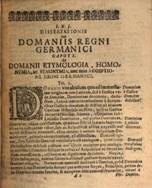 Dissertatio Academica De Domaniis Regni Germanici