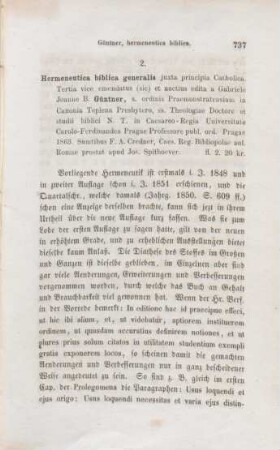 737-739 [Rezension] Güntner, Gabriel, Hermeneutica biblica generalis