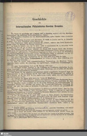 I. Geschichte des Internationalen Philatelisten-Vereins Dresden
