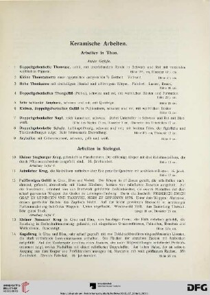 Keramische Arbeiten (Nr. 1-140)