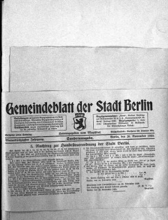 Sonderausgabe, 20. November 1923