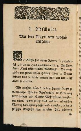 1-33, I. Abschnitt: Von dem Nuzzen derer Bücher überhaupt