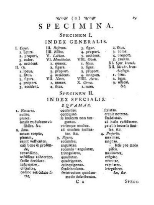 Specimina