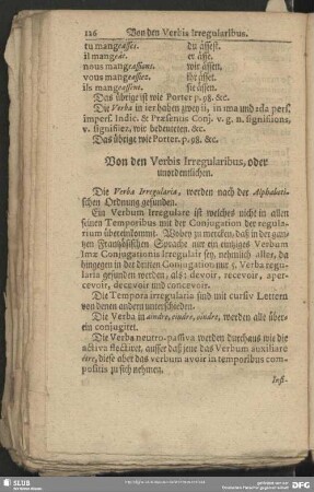 Von den Verbis Irregularibus, oder unordentlichen. Von den Verbis Anomalis. Von den Verbis Irregular