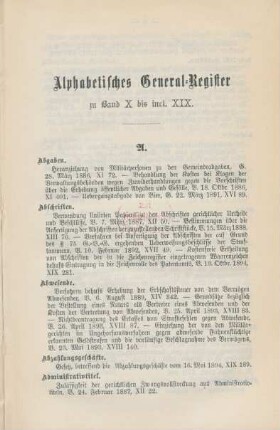 Alphabetisches General-Register zu Band X bis incl. XIX