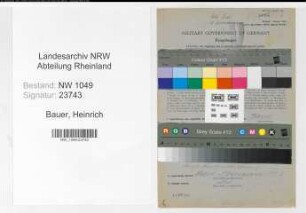 Entnazifizierung Heinrich Bauer , geb. 16.06.1895 (Verwaltungsangestellter)