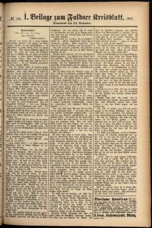 Zweite Ausgabe vom Samstag, den 23. November 1901.