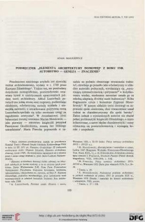 8: Podręcznik "Elementa architektury domowej" z roku 1749 : Autorstwo - geneza - znaczenie