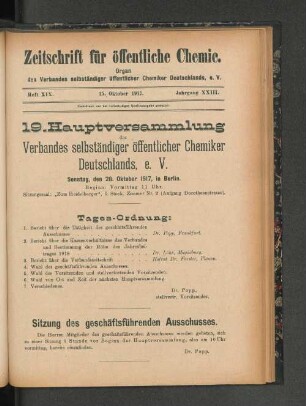 19. Hauptversammlung.